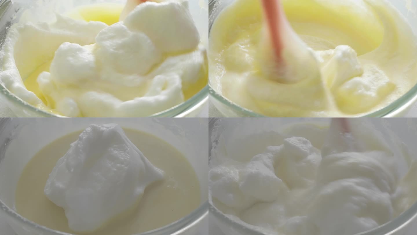 蛋黄和奶油面粉搅拌