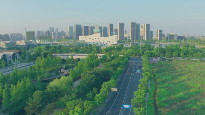 4K航拍杭州临平城市空镜