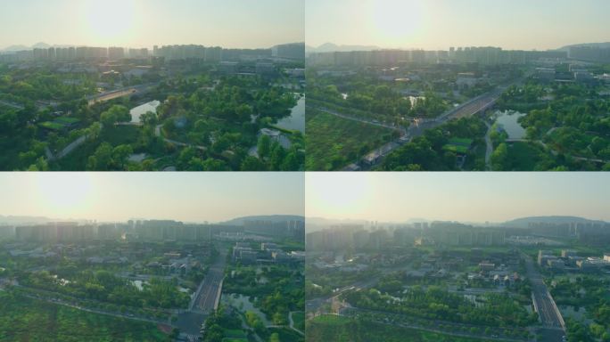 4K航拍杭州临平城市空镜