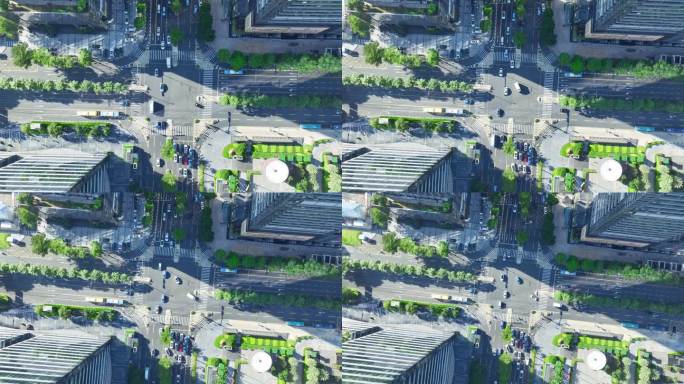 4K正版-俯拍商业中心十字路口车流04