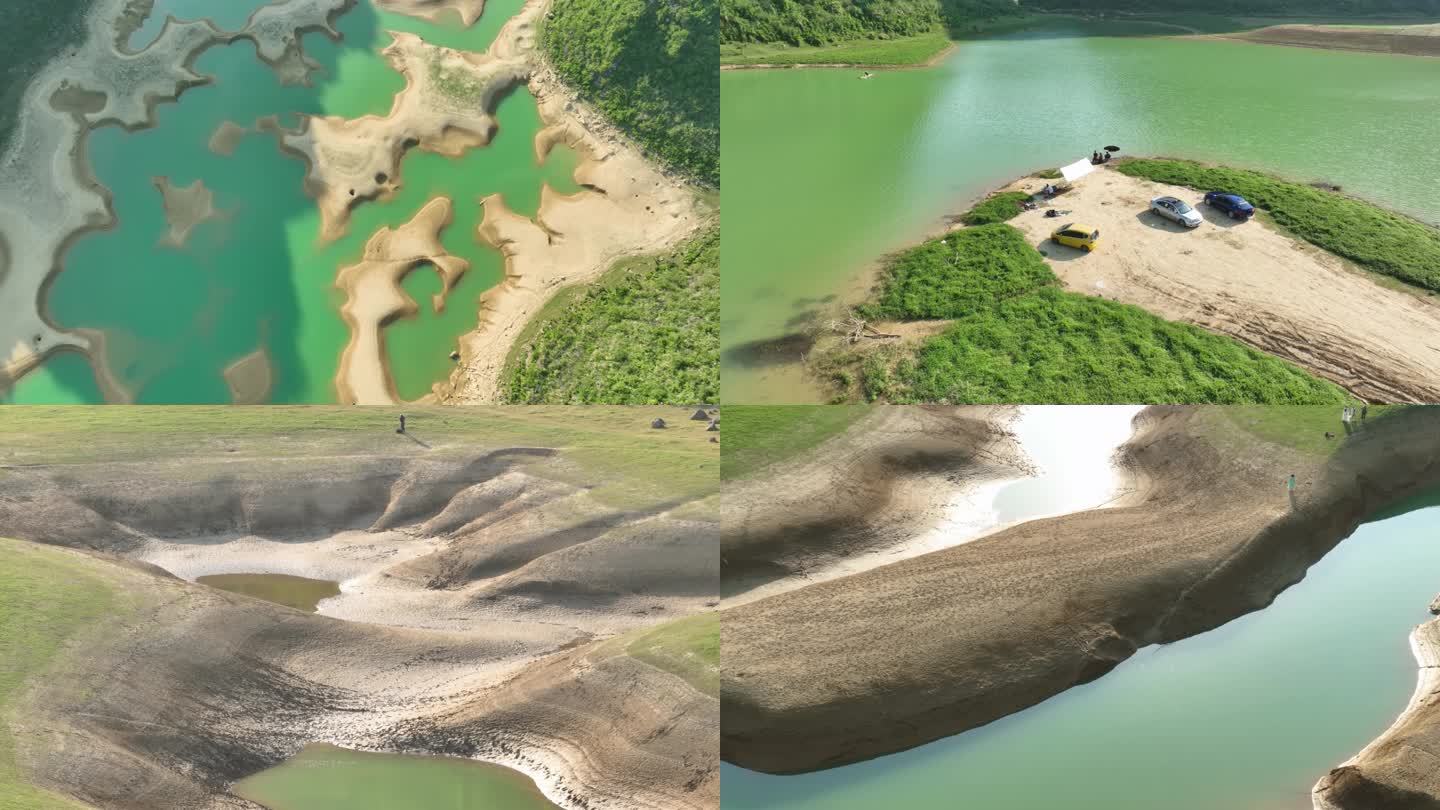 4K航拍日照更望湖山水美景