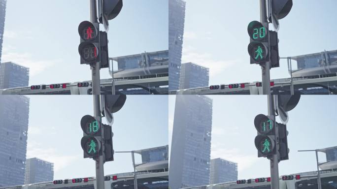 4K正版-道路交通信号灯-红灯转绿灯02