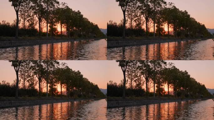 夕阳下安静的河面