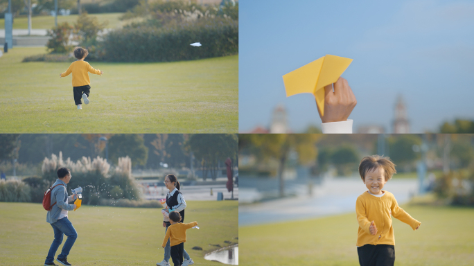 纸飞机/放飞梦想/快乐一家人玩纸飞机4K