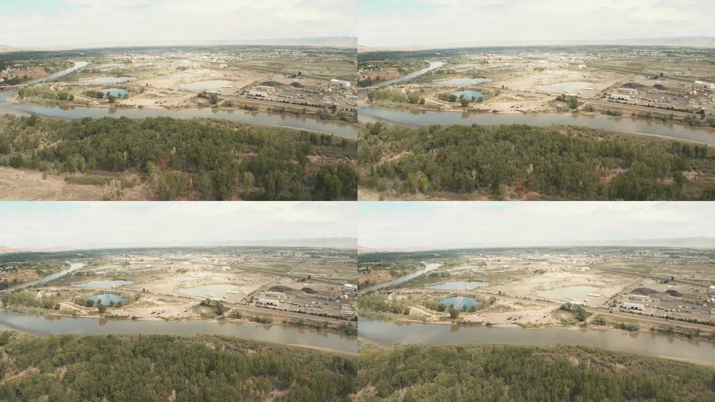 砂砾坑重型设备和施工现场工业4K无人机区域视频
