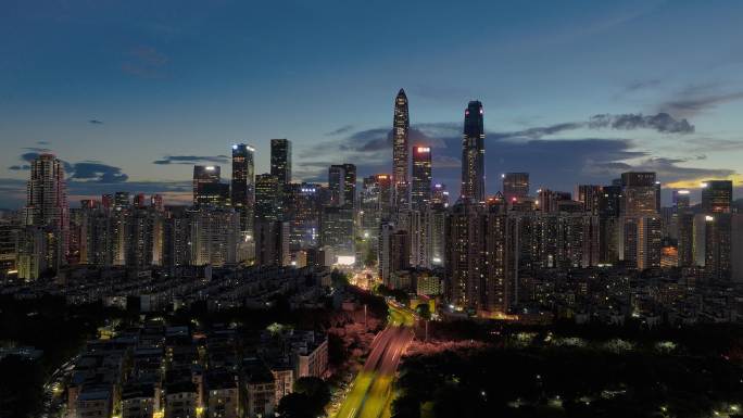 深圳超级CBD总部福田区夜景延时