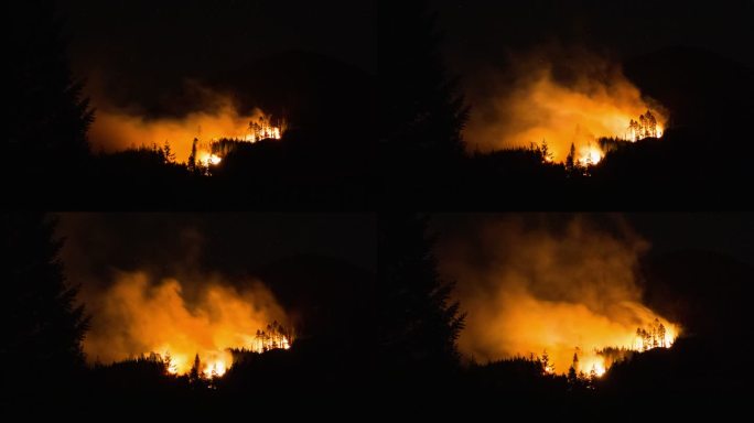 俄勒冈州胡德山附近森林火灾的时间流逝