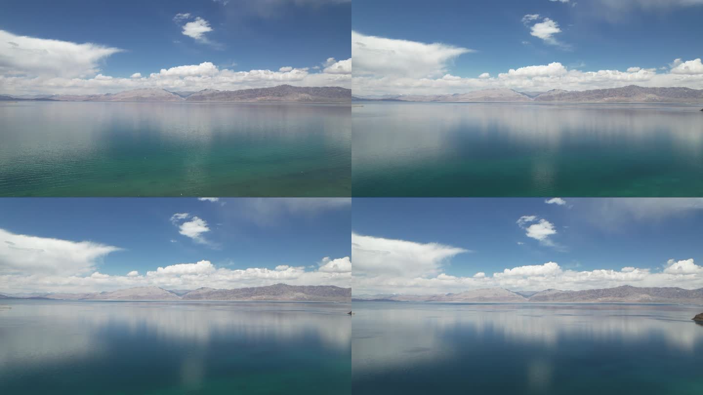 航拍西藏班公湖升空画面