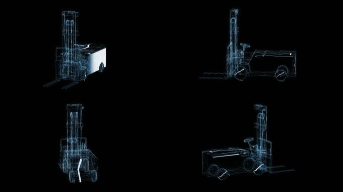 透视全息叉车透明通道素材