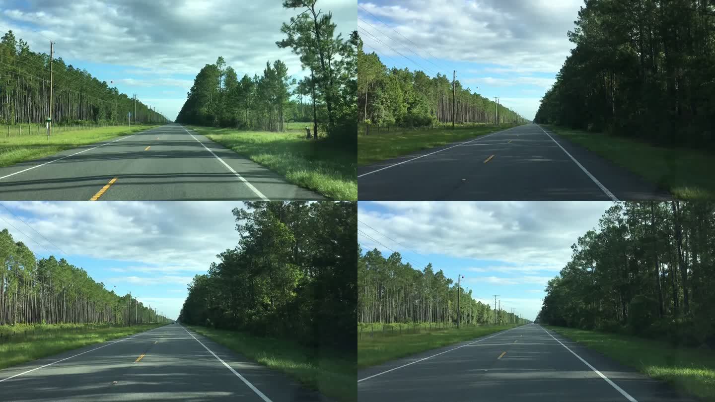 在佛罗里达州Keystone的乡村公路上，随着云层在天空中形成，夏季的过度消逝