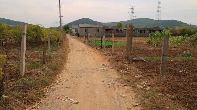 实拍农村泥土地泥泞的小路