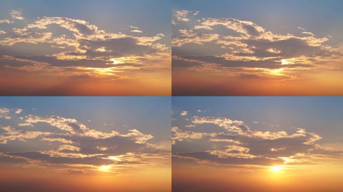 日落阳光穿透云朵唯美天空云延时夕阳耶稣光