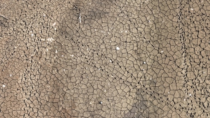 干旱河床湖底河底河道水库干枯枯水期脚印