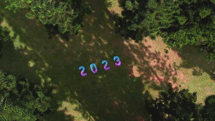 户外公园草地高角度俯视航拍数字2023