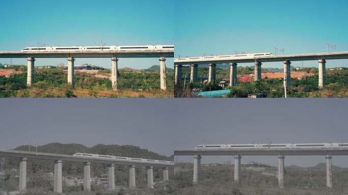【4k】高铁驶入高架桥梁