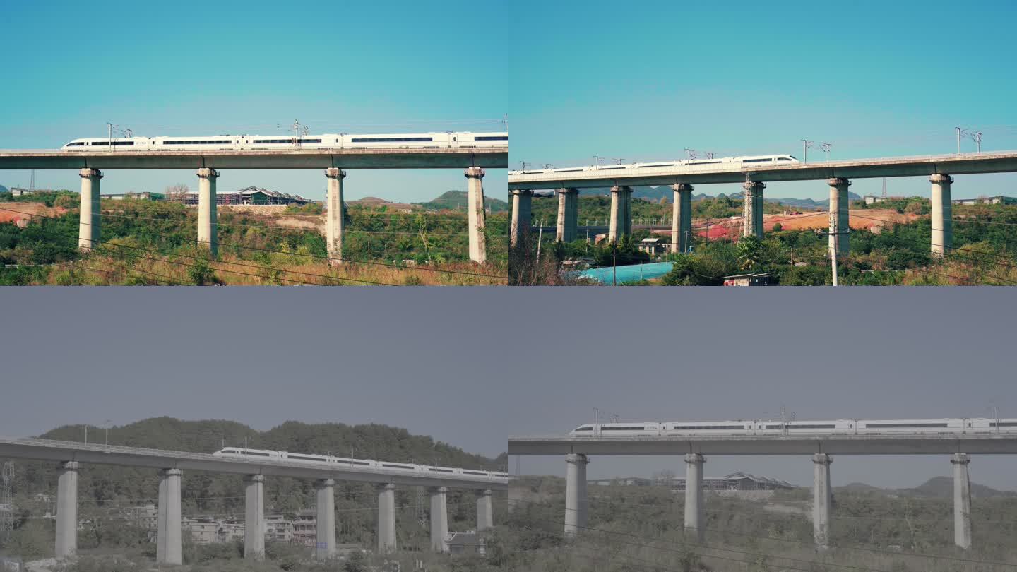 【4k】高铁驶入高架桥梁