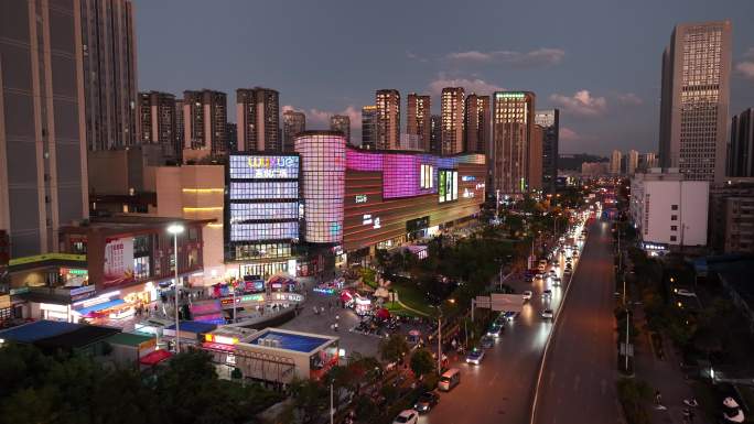 五华区吾悦广场夜景航拍