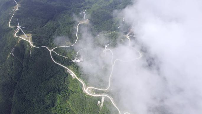 风力发电风车云山云海