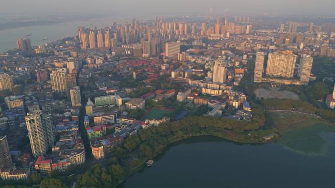 4k九江城大景甘棠湖南门湖