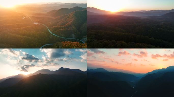 日出日落朝霞晚霞大山高山延时青山植被秦岭