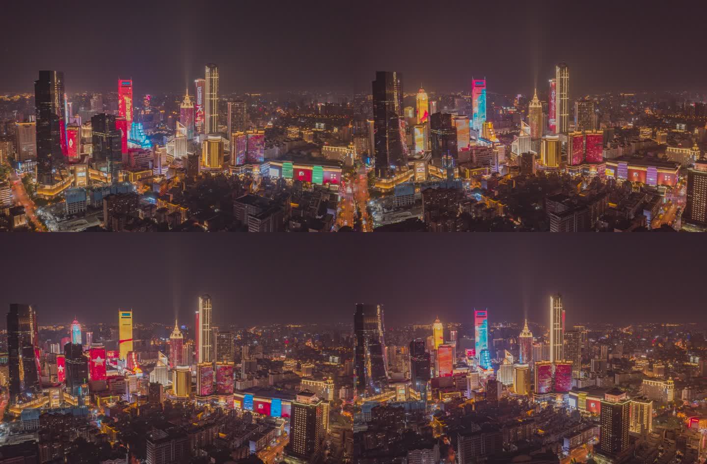 无锡航拍十一国庆市中心夜景灯光4K延时