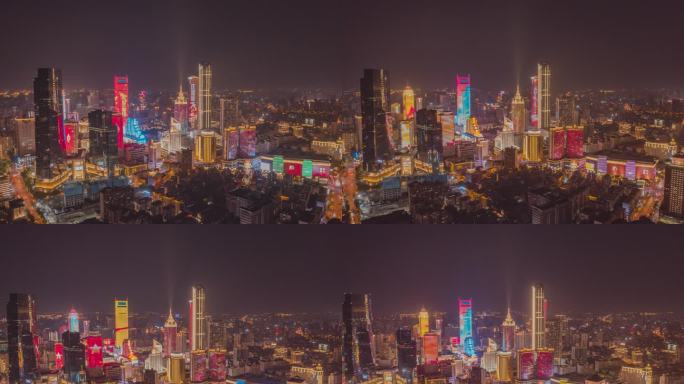 无锡航拍十一国庆市中心夜景灯光4K延时