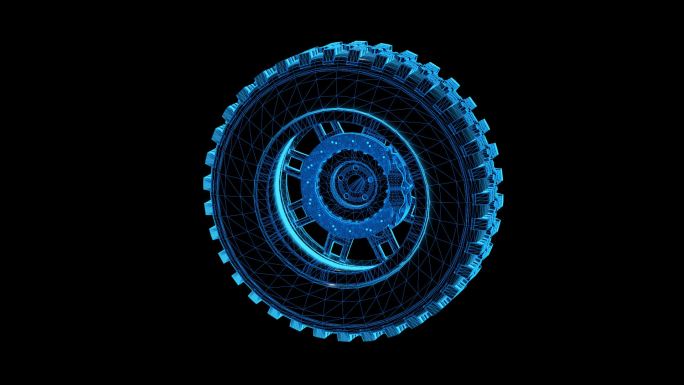 蓝色科技线条轮胎动画透明通道素材