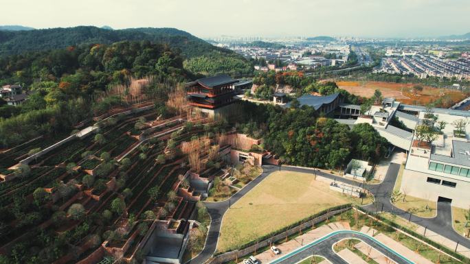 航拍浙江杭州国家版本馆空镜