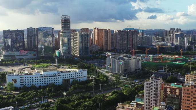 4K航拍建设中的深圳龙华文体中心龙华广场