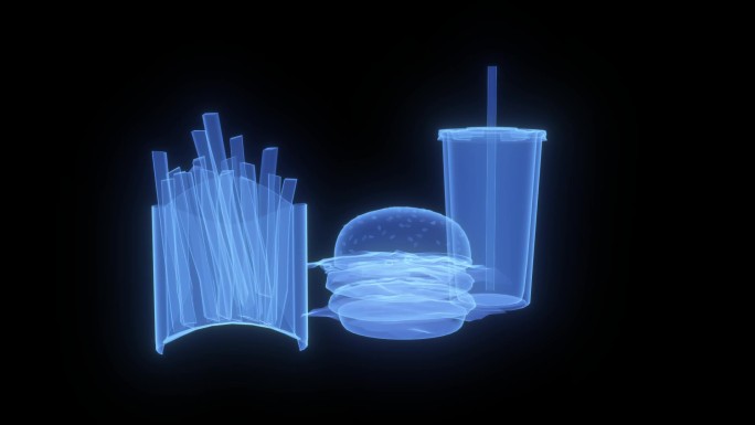 蓝色全息透明科技食品动画素材带通道