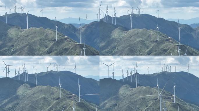 【正版原创】山顶密集风力发电自然风光