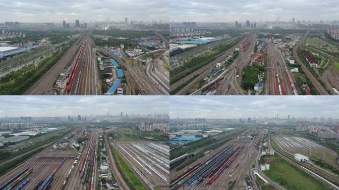 4K原素材-航拍上海铁路南翔火车站