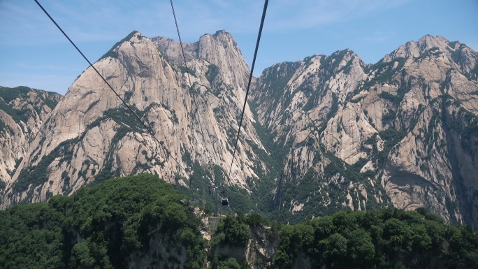 华山山顶缆车蔚蓝视频素材梦境梦幻意境山水