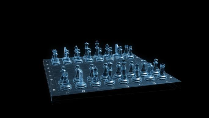 透视全息国际象棋动画展示透明通道素材
