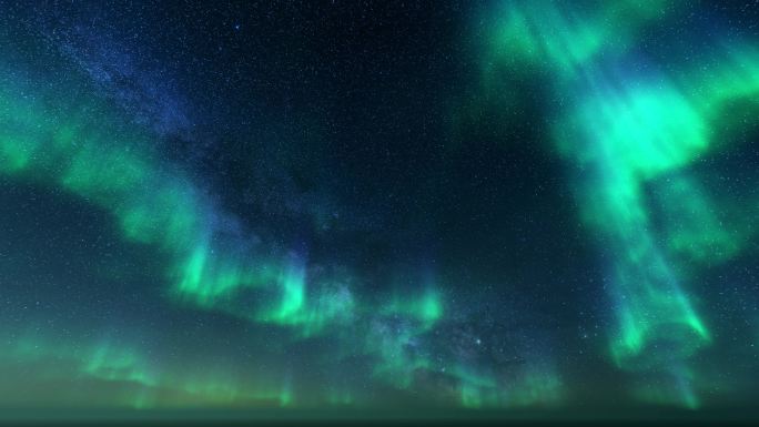 极光星空银河夜晚动态天空