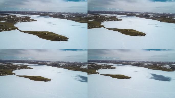 这个岛被一个积雪覆盖的湖泊所包围