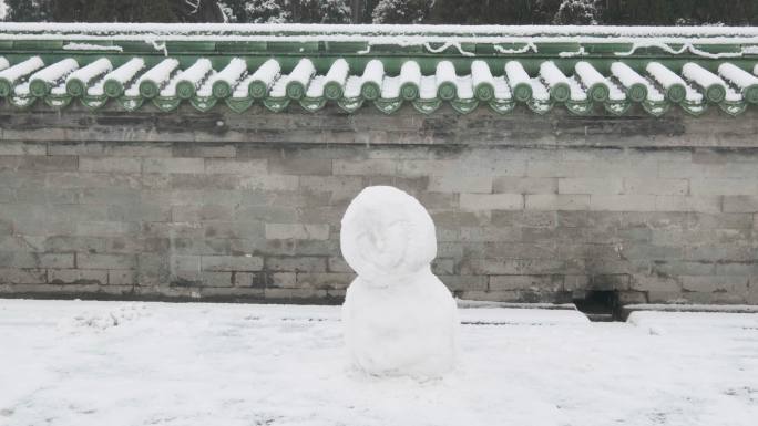 【原创】大雪中的天坛公园圜丘中的雪人