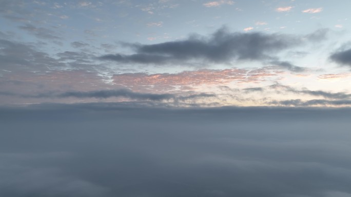 航拍早晨山区山头云雾云海云层日出红色朝霞