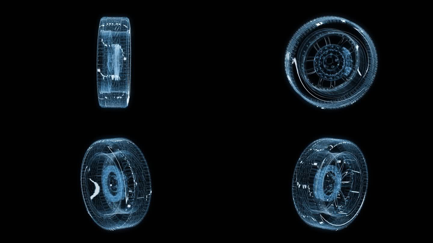 透视全息轮胎转动透明通道素材