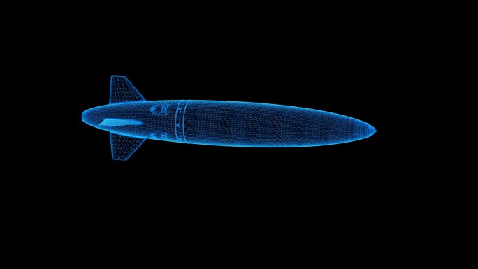 蓝色科技线条鱼雷透明通道素材