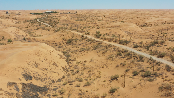 大漠深处的绿洲甘肃民勤沙漠公园航拍