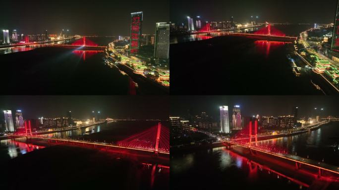 航拍江西省南昌市八一大桥夜景