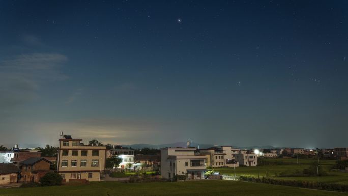 农村稻田星空延时4K