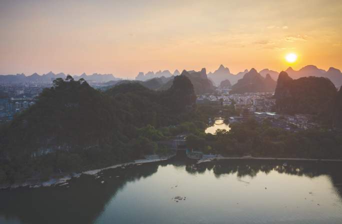 桂林市区航拍延时素材大气风光风景