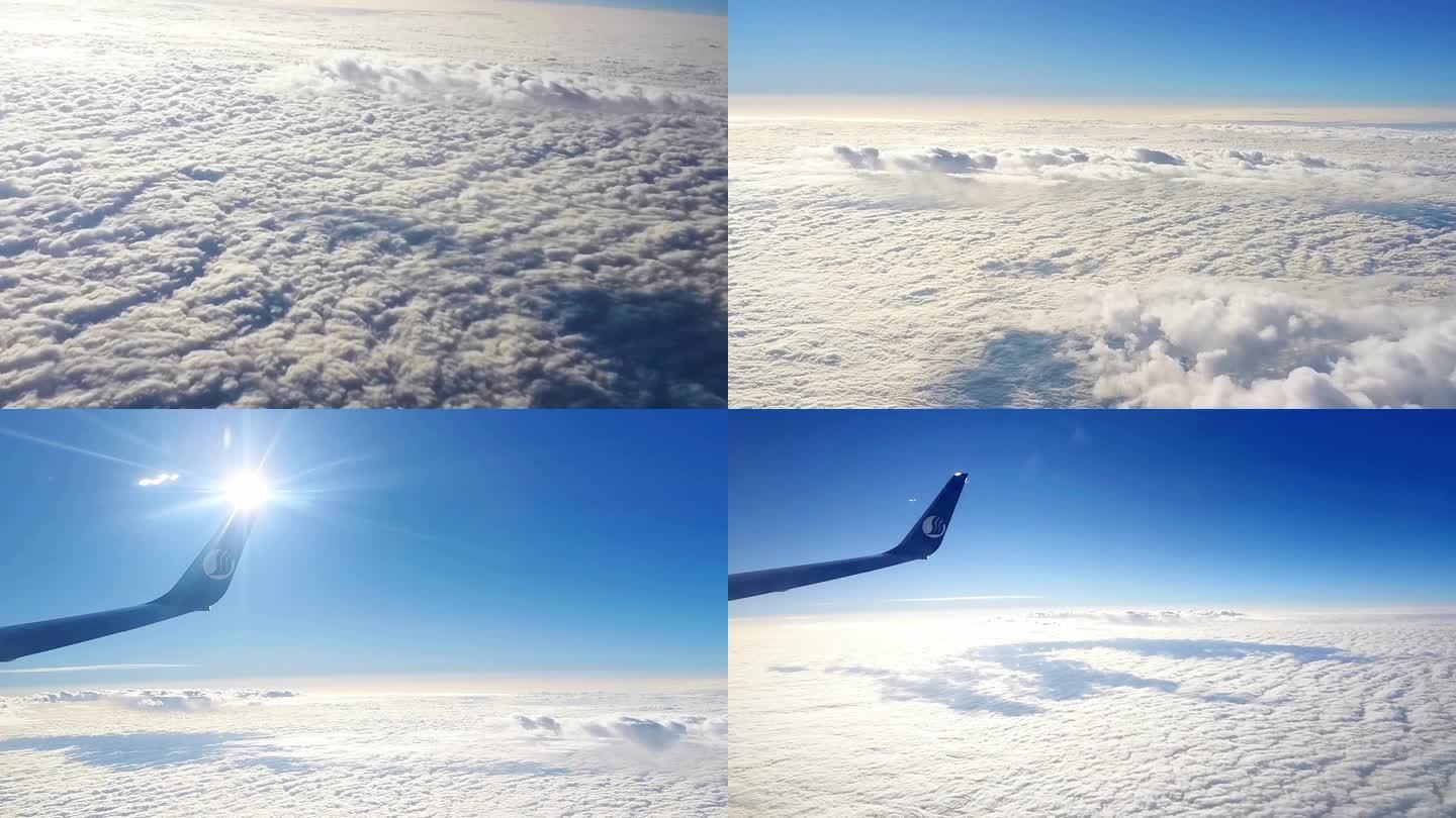 万米高空云层飞机高空飞行