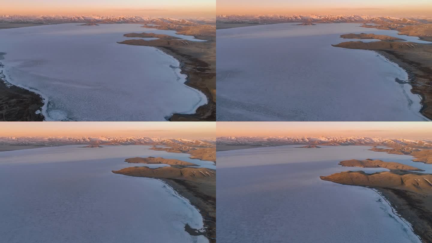 两个半岛突出在结冰的湖面上