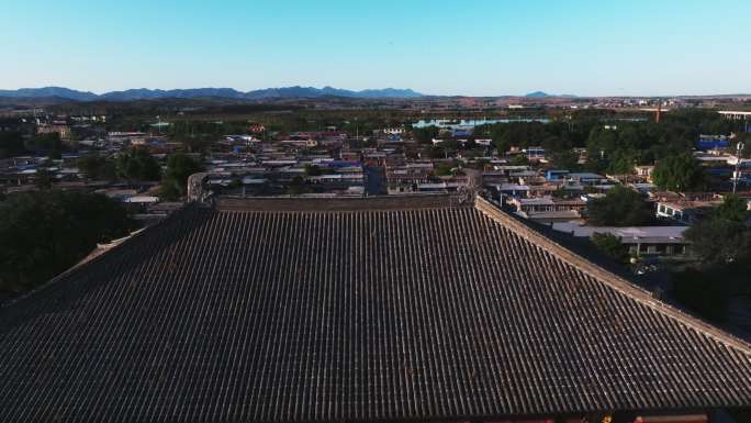 辽宁锦州义县奉国寺长焦镜头航拍风景4K