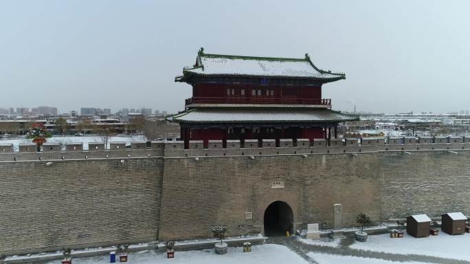 正定古城雪景