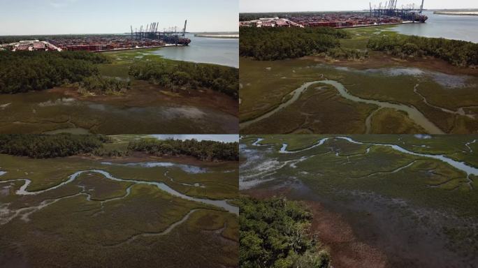 自然与产业共存港口湿地生态绿色环境保护