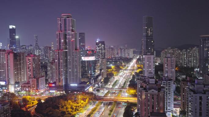 4K延时-深圳滨河大道车流与建筑夜景